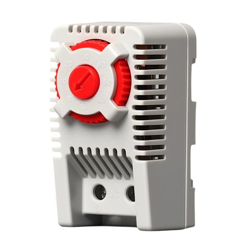 Multifunctional Thermostat for Heating and Cooling Systems Adjustable 0-60℃ with DIN Rail Mount and Flame Retardant Plastic