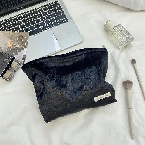Velvet Handhold Storage Cosmetic Bags Cases for Women Makeup Travel Toiletry Organizer Zipper Pouch Shopping Cards Storage