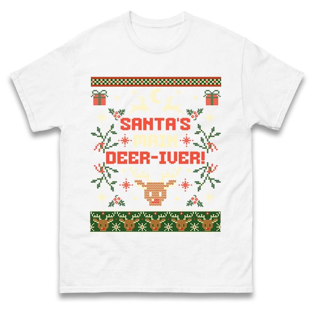 Funny Ugly Christmas T Shirt Santas Main DeerIver Xmas Reindeer Funny Tshirt