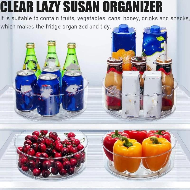 Transparent Round Plastic Turntable Storage Box Kitchen Desktop Food Seasoning Storage Container