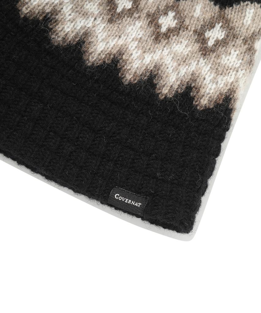 COVERNAT Logo Jacquard Lambswool Bucket Hat Black