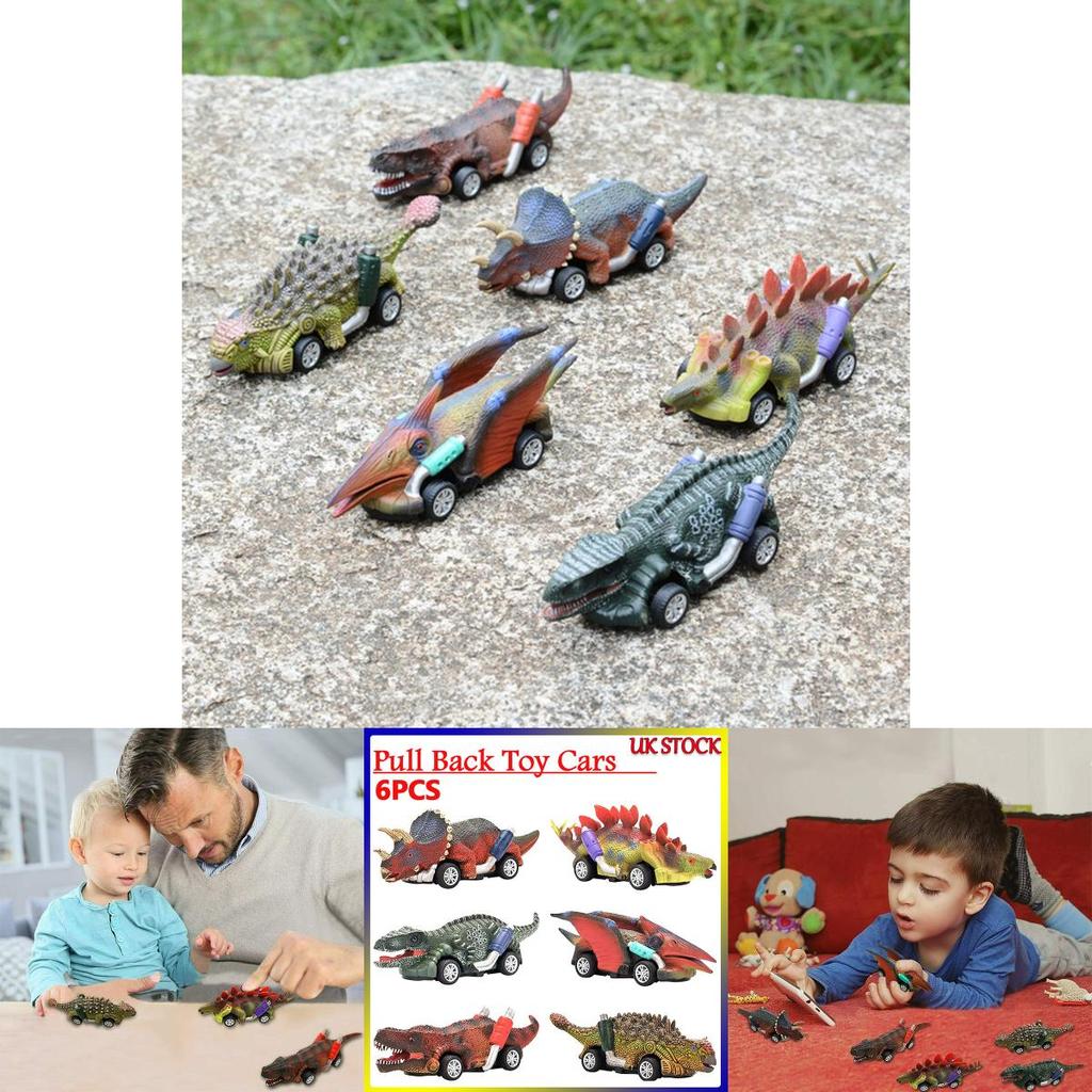 Vibrant Dinosaur Cars Pull Back Toy Set For Kids With Boomerang Action