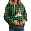 Women's Fashionable Casual Fleece Lined Long Sleeve Pocket Hooded Printed Sweatshirt