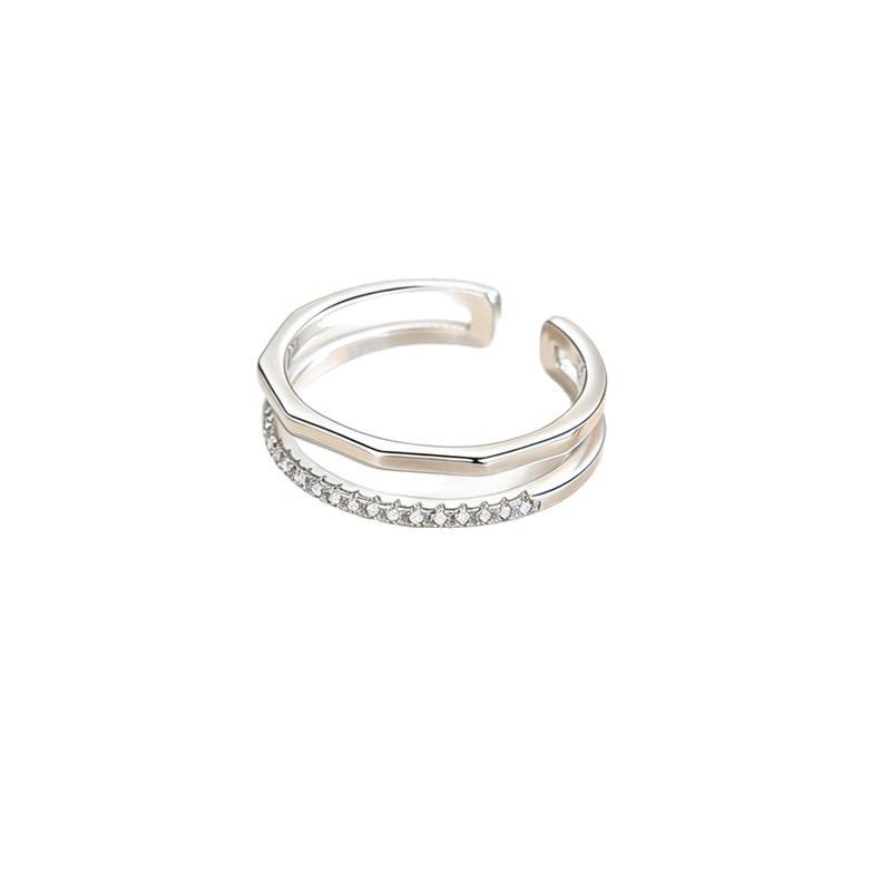 Xiaomi BF CLUB 925 Sterling Rings for Women Simple Geometric Handmade Irregular Retro Double Layered CZ Ring Allergy For Birthday Gift