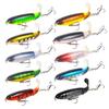 Multi Color 10 Piece Set of Lifelike Popper Floating Lures Equipped with Rotating Tail Treble Hooks Effective for Both Saltwater and Freshwater