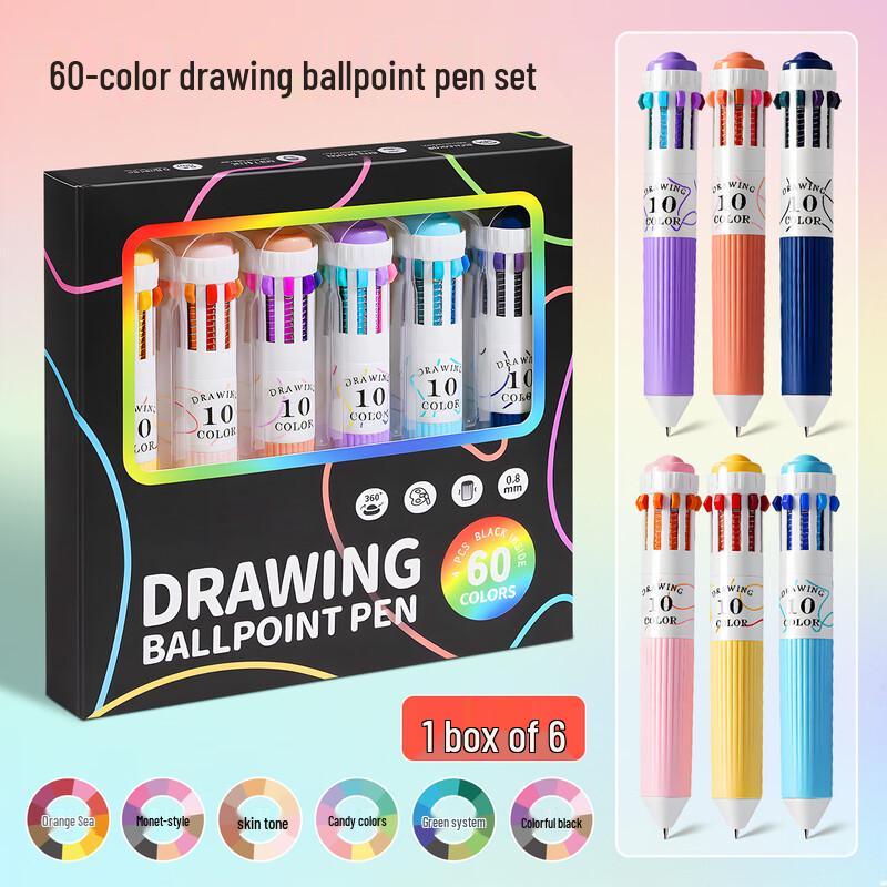 10-Color Retractable Gel Pen Set, 6-Pack
