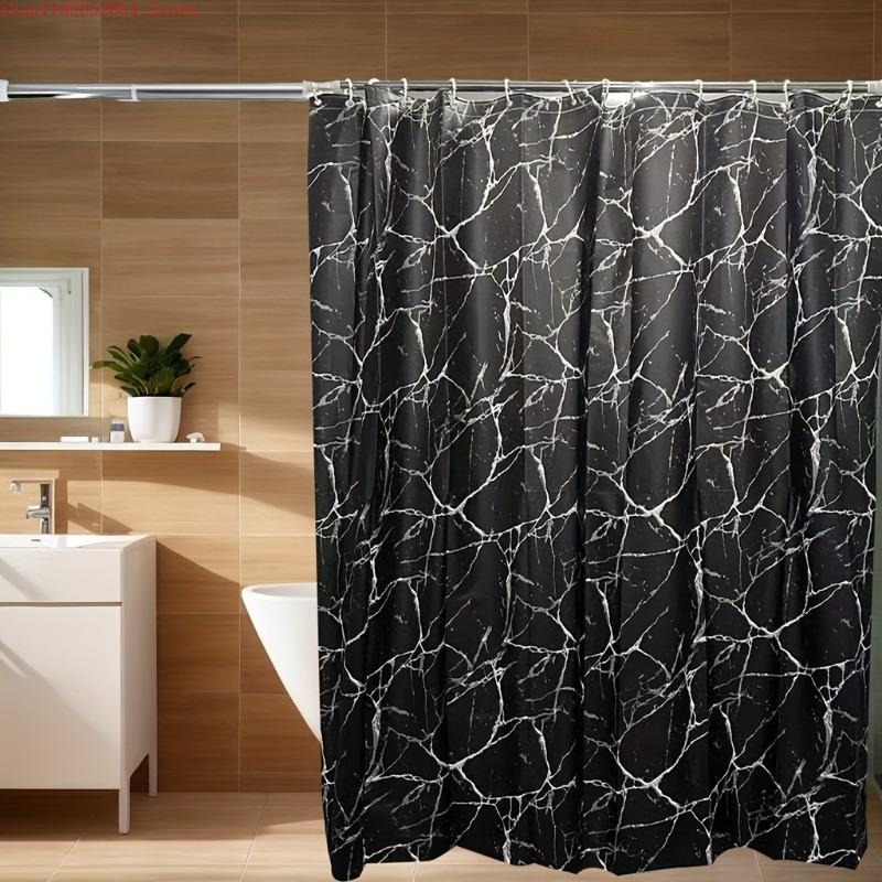 

Marble Shower Curtain Uv White Veining Marble - With Hooks Waterproof Mildew Proof Easy Install Washable W60H190(CM)-1 Pcs