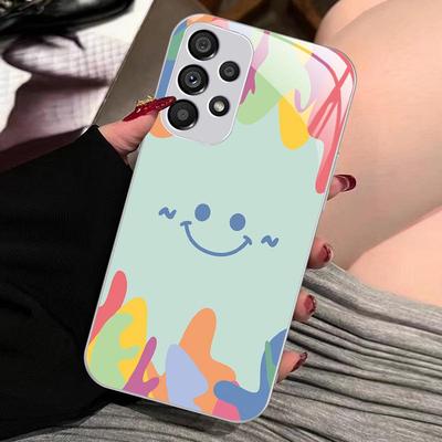 Colorful Rainbow Smile Liquid Glass Case | Compatible with Samsung S9, S10, S22pro, S30 | All-inclusive Anti-drop Design