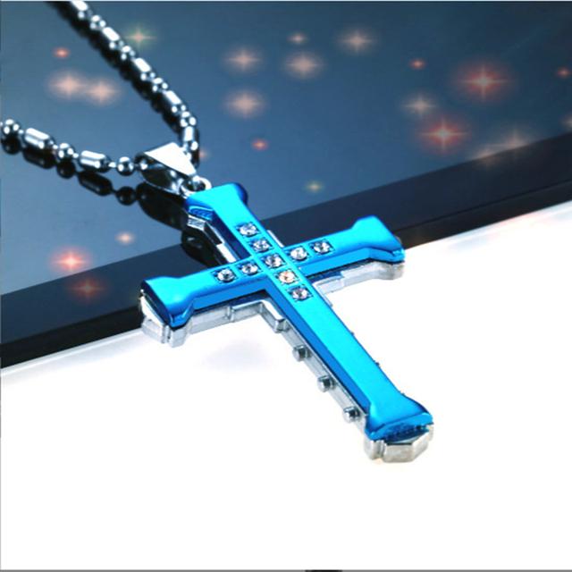 Fashionable Men Jesus Cross Zircon Necklace Gold Plated Cross Pendant Hip Hop Necklaces for Men Jewelry Party Anniversary Gift