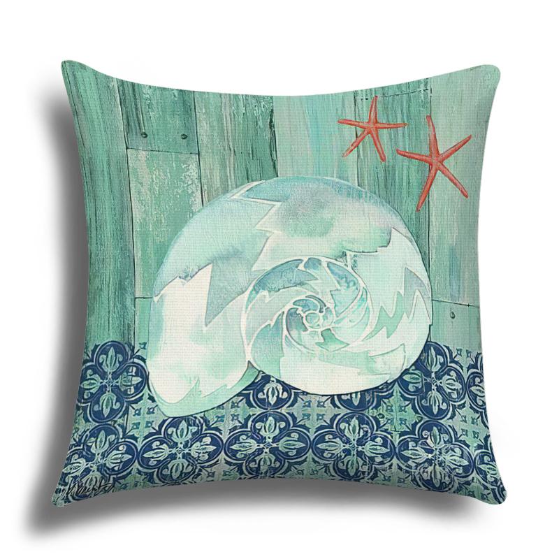 Linen Pillowcase, Marine Life Printing Cushion Cover 40x40 50x50 60x60, Suitable for Bed Car Sofa, Pattern Can Be Customized