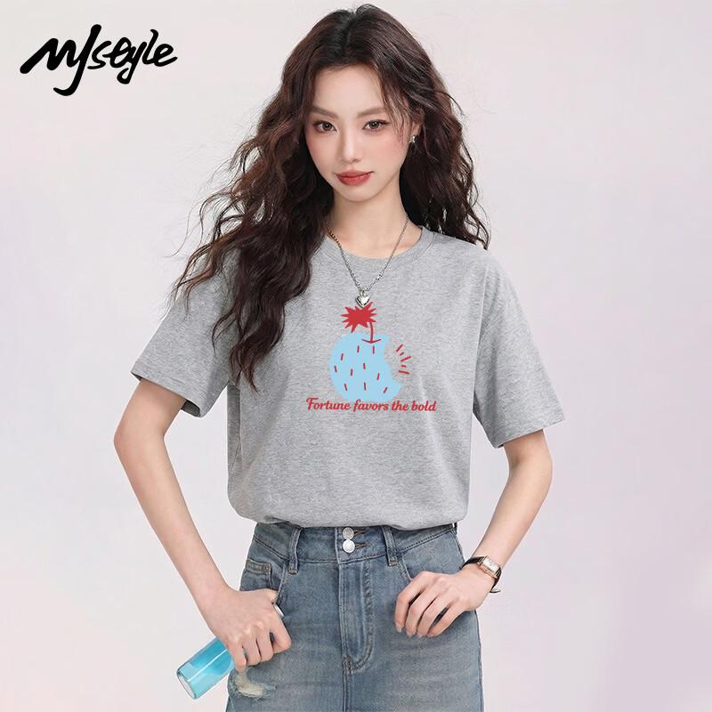 MJ STYLE Women's Pure Cotton Round Neck Short Sleeve T-shirt