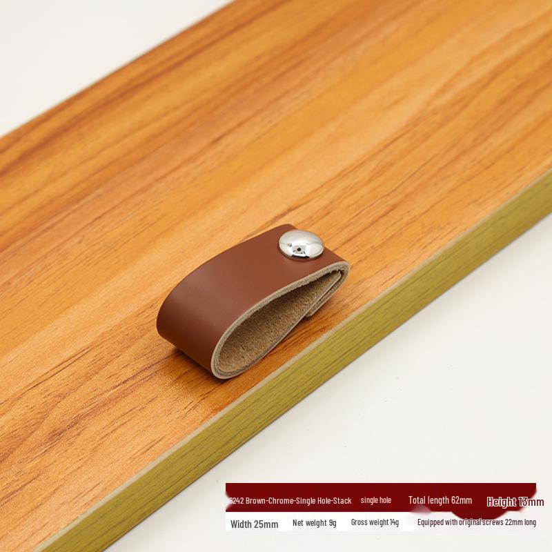 

Black-Brown Leather Square Wardrobe Drawer Handle - Nordic Style, Anti-Collision