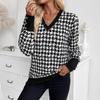 Spring Ladies Print Sweatshirt V Neck Long Sleeve T Shirt Top Women Fashion Daily Basic Office Lady Casual Slim Fit Ladies Elegant Long Sleeve Top