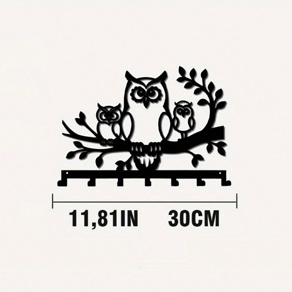 Owl Shaped Metal Key Hanger Wall Mount 7 Hooks Durable Rustproof Home Storage