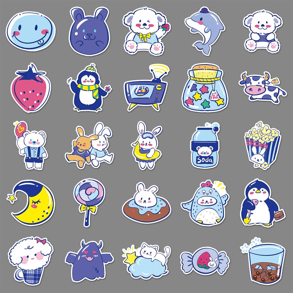 52 original cartoon blue personalized cartoon hand drawn children's rewards Guka decoration luggage phone stickers