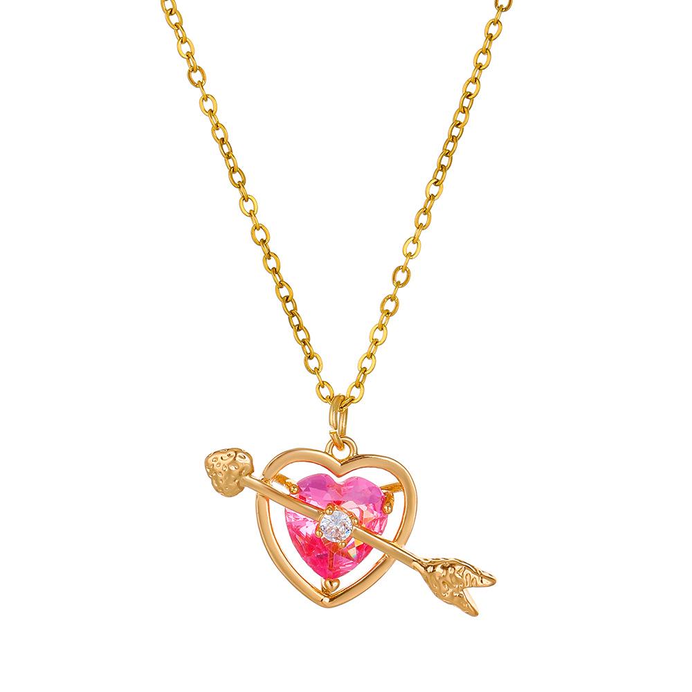 Gothic Heart & Wings Necklace – Retro Arrow Clavicle Chain Accessory