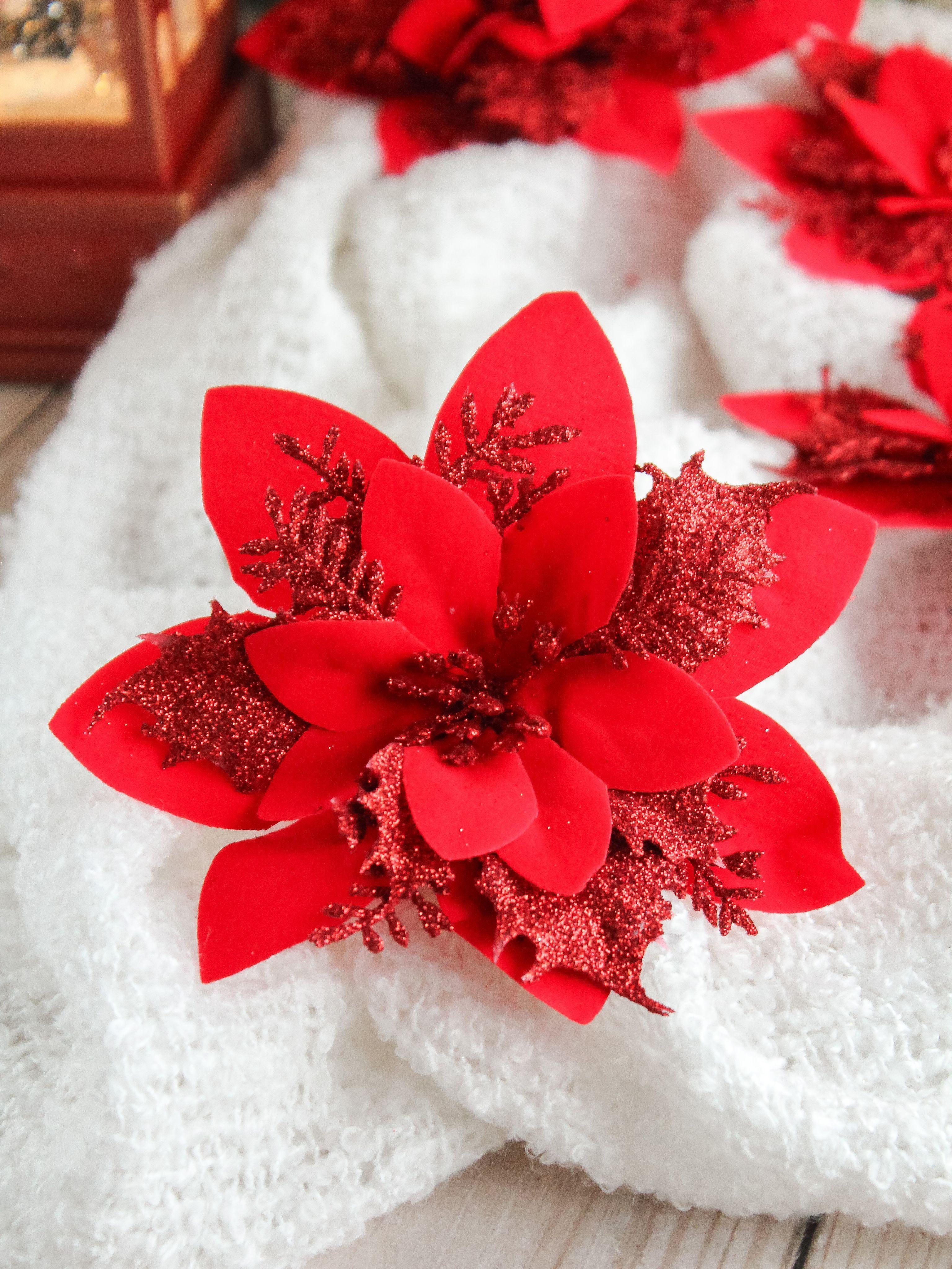 

Рождественский трехъярусный рождественский цветок искусственный цветок золотая пудра цветок рождественская елка праздничный подарок венок украшение красный