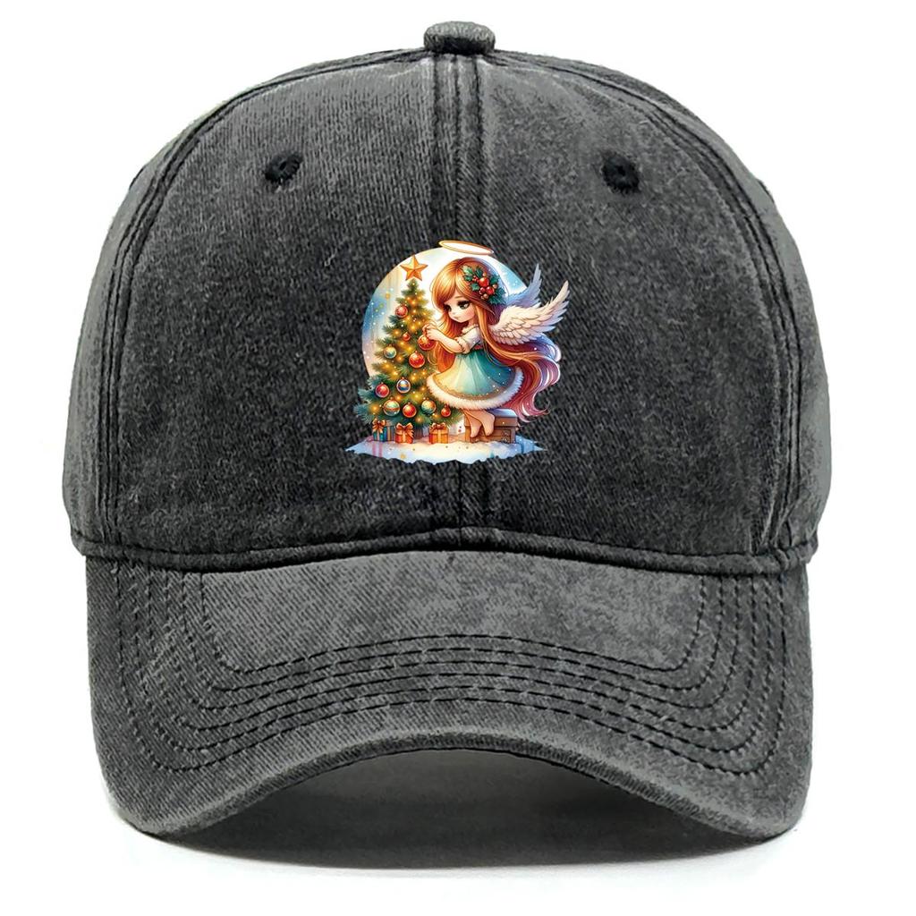 Angel Gift Print Snapback Baseball Cap, Trucker Hat Sunshade Fit Sun Visor Retro Adjustable Sun Hat