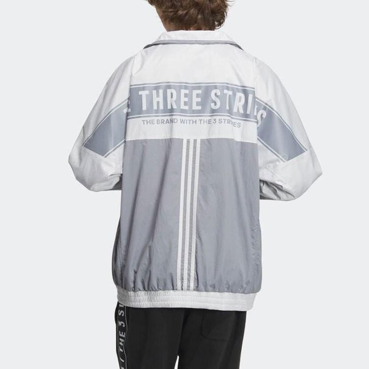 Adidas Casual Letter Print Color-block Loose-fit Long-sleeve Jacket Unisex Gray