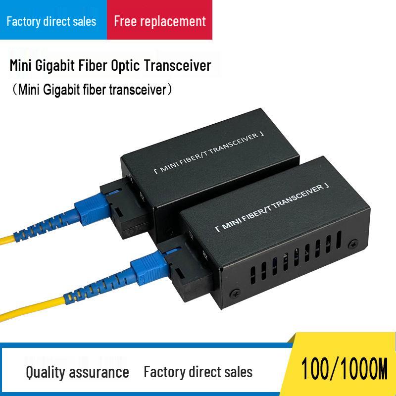 Mini Gigabit Single-Mode Single-Fiber Optic Transceiver Converter, 1 Fiber 1 Electric SC