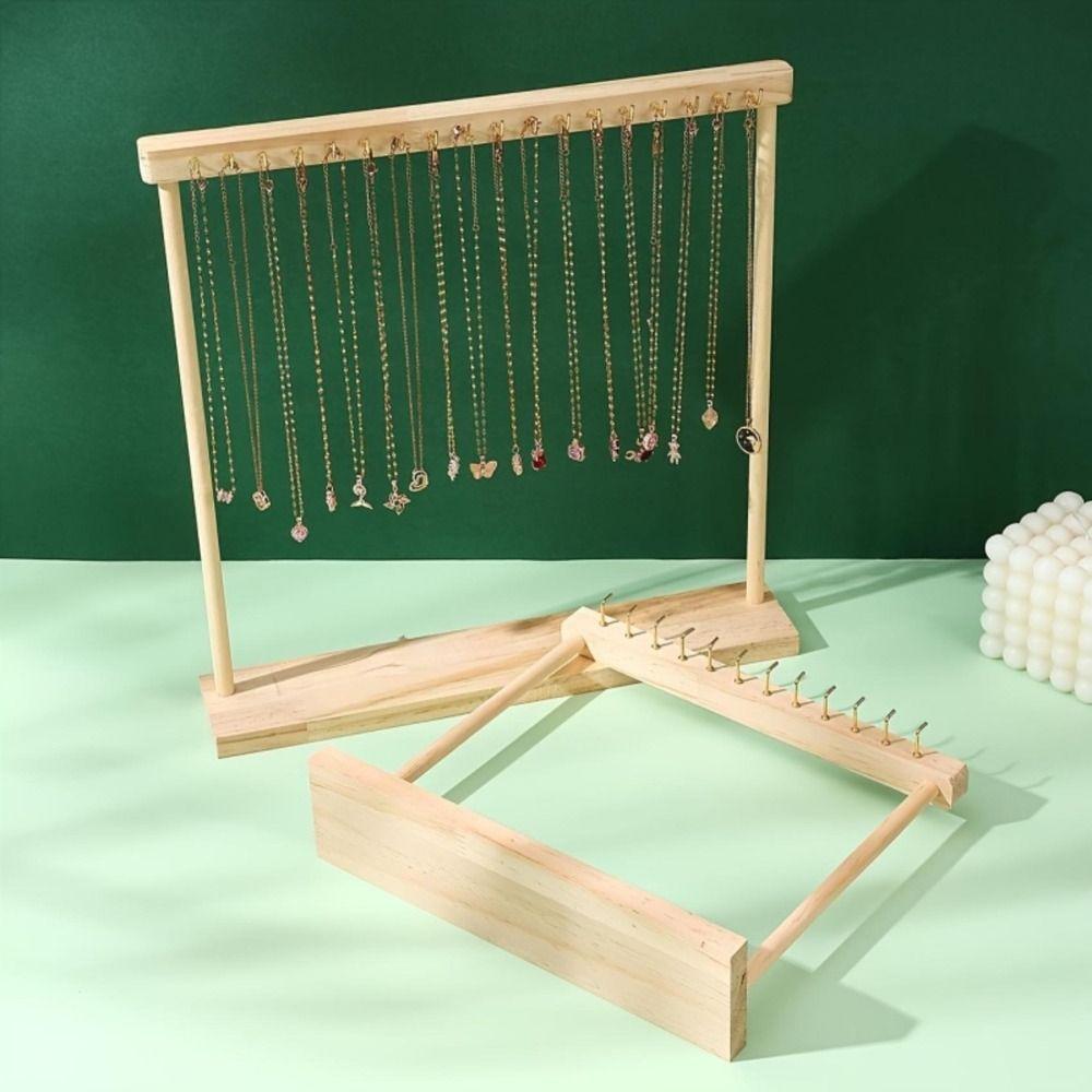 Portable Necklace Hanging Rack 12 /18 Hook Jewelry Jewelry Holder Simple Wood Necklace Stand  Desk