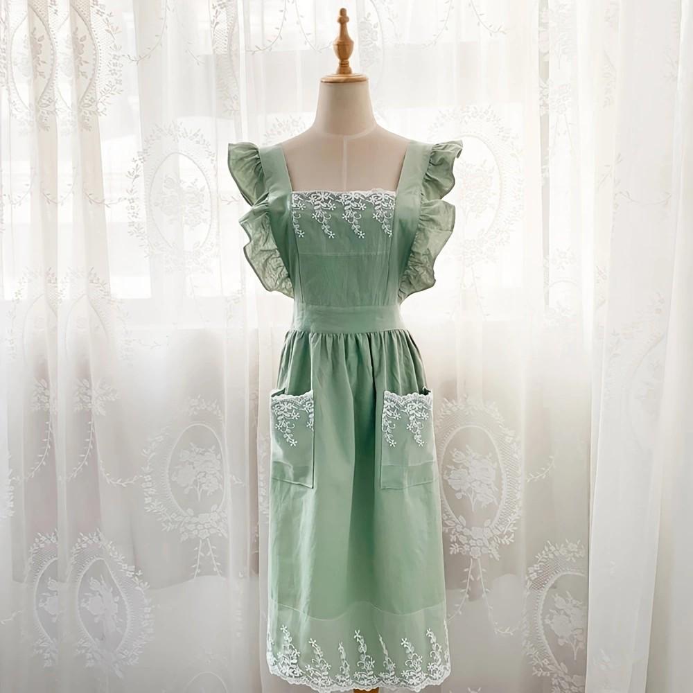 1PCS Pure Cotton Apron for Home Use Floral Design Japanese Style Gardening Coverall Princess Women Full Body Floral Shop Summer