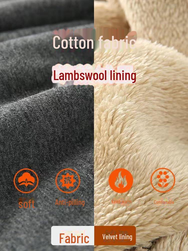 Męskie pluszowe spodnie dresowe z jagnięcej skóry - Pogrubione, o luźnym kroju, zimowe spodnie codzienne dla osób w średnim i starszym wieku.