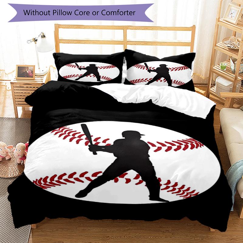 3pcs Baseball Bedding Set Duvet Cover Closure Includes 1 Duvet Cover & 2 Pillowcases, Soft and Comfortable for All Seasons.