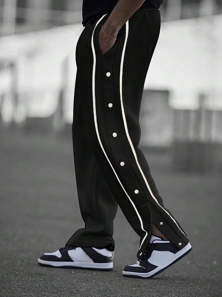 Men's European High-Street Retro Joggers with Button Details
