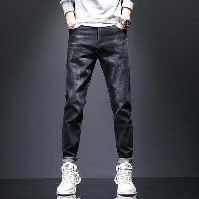 Men's Black Stretch Jeans, Men's Youth Korean Version Slimming and Slimming Leggings, Men's Outdoor Sports Casual Pants