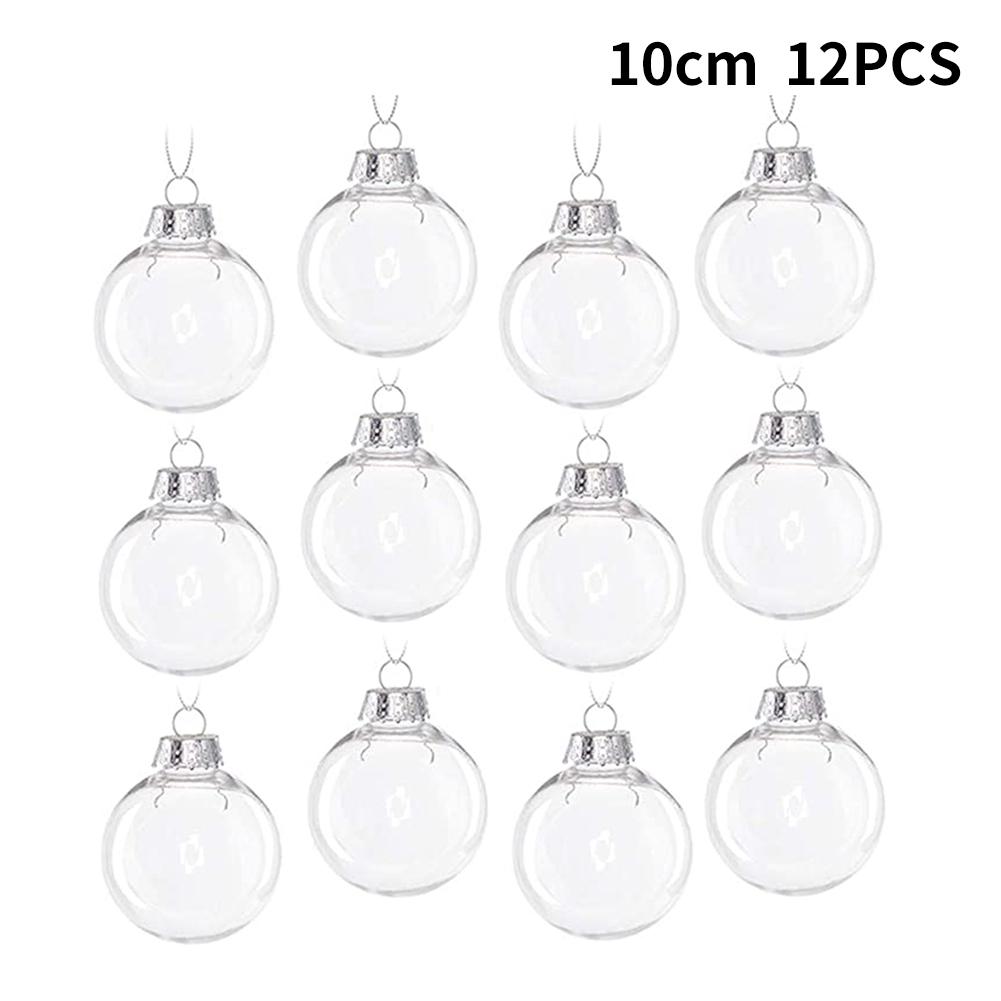 Ornament Brad de Crăciun DIY Decor Globuri Transparente din Plastic Set de 12