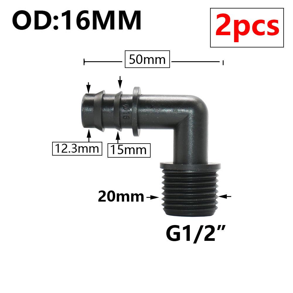 8/16/20/25/32mm Garden PE Tube Connector 1/2 3/4 1" Thread Hose Elbow Barb Coupler Fitting Farm Irrigation PE Pipe Joint