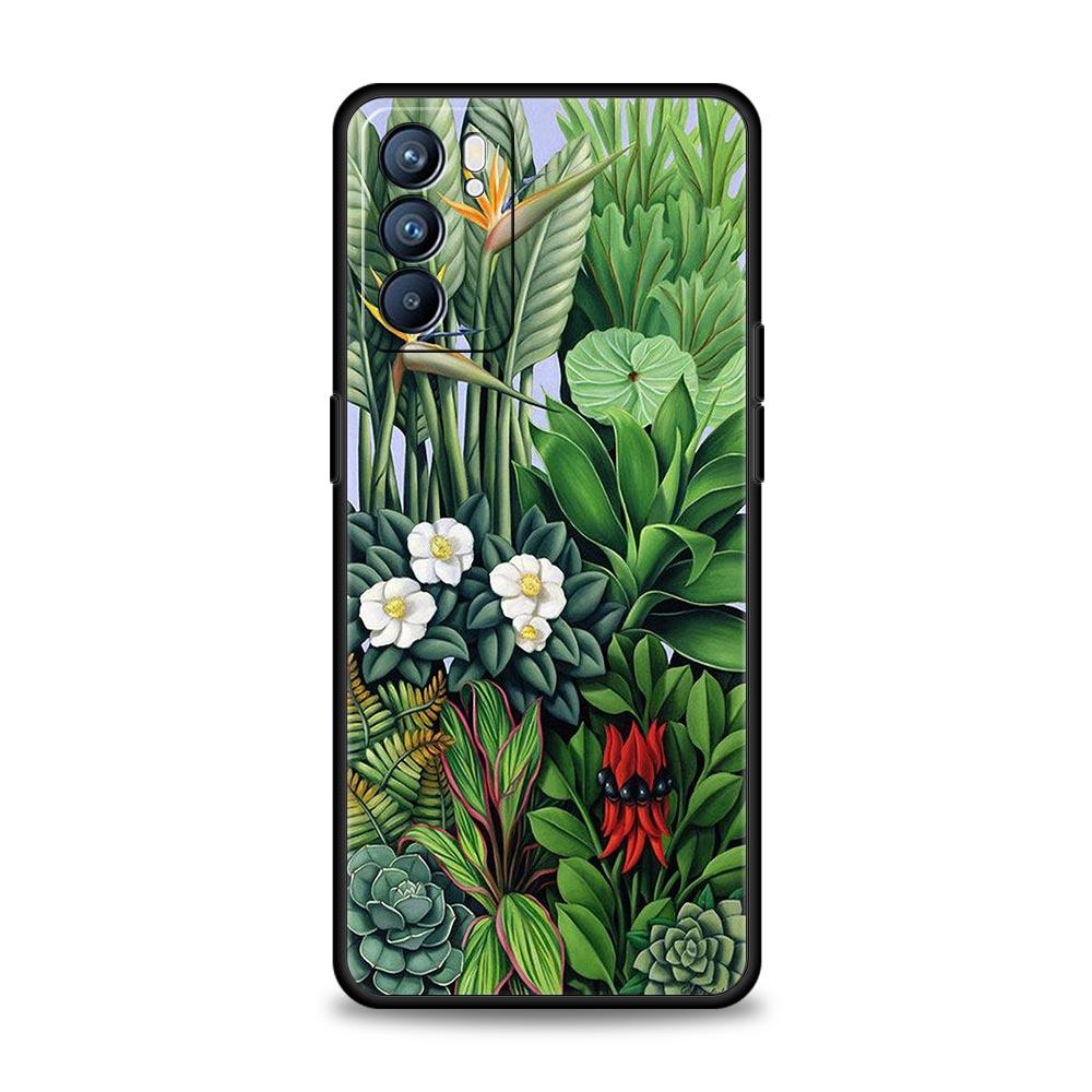 

Vintage Banana Leaf Flower Case For Oppo Reno8 Reno7 Reno6 Pro A54 5G Find X6 X5 A53 A52 A9 A15 A95 A17 A16 A76 A74 A57 Cover Oppo A54 5G