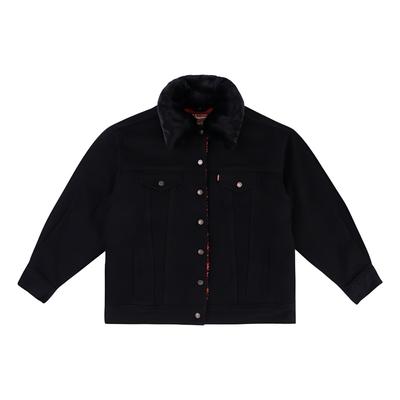 Levis Solid Color Button-Down Casual Long Sleeve Denim Jacket Women Jackets Black 17356-0000