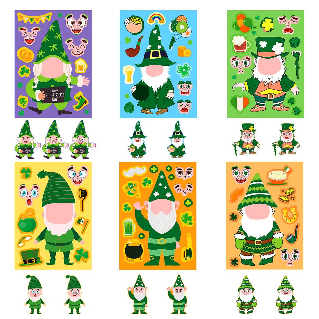 6 Pictures/pack of New High-value DIY St. Patrick's Day Stickers