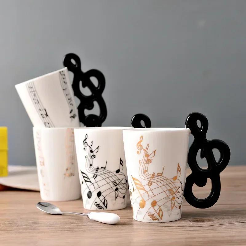 Novelty Music Note Cup Ceramic Guitar Coffee Mugs Personality Tea/Milk/Juice/Lemon Water Bottle Christmas Birthday Gift