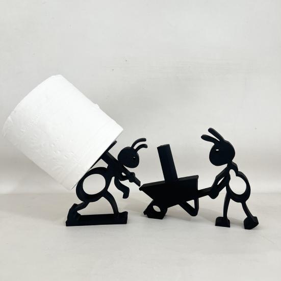 2Pcs/Set Ant Toilet Roll Paper Holder 3D Printed Free Standing Wheelbarrow Ant Toilet Paper Holder Paper Towel Roll Dispenser Storage Rack