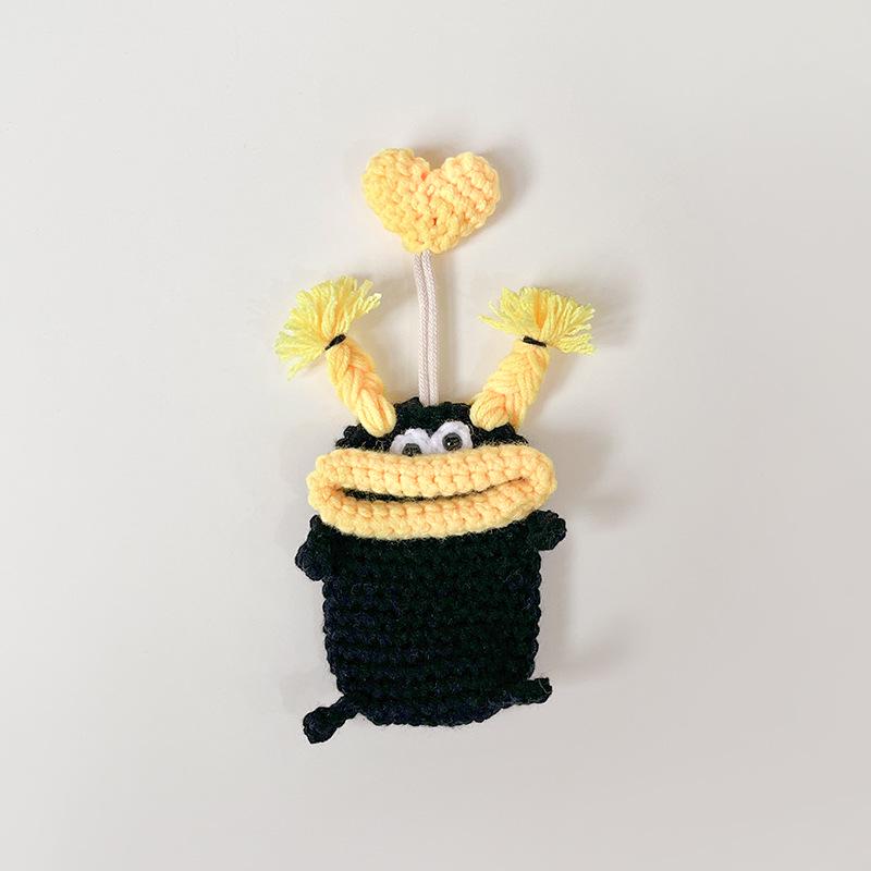 Niedliche Cartoon-Monster-Autoschlüsseltasche - Schlüsselhülle und Anhänger aus Wolle mit Wurstmaul