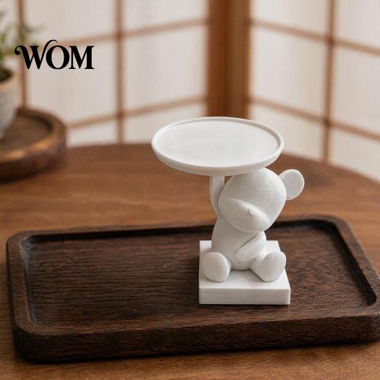Solid Base Ornament 3D Printed Polar Bear Storage Tray, Cute Animal Ring Holder & Jewelry Dish, Home Desk Display Tray Minimalist Organizer