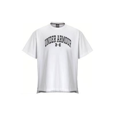 Camiseta Unisex com Estampa de Logo Alfabético, Respirável, para Treinamento, Gola Redonda, Manga Curta, Ombro Caído, Branca 1387994-100