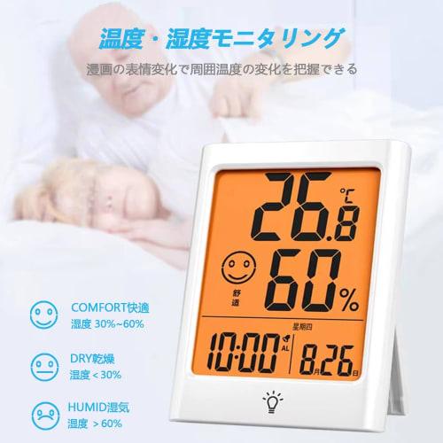 Timloon Digital Thermometer/Hygrometer, Indoor Temperature and Humidity Meter, Large LCD Screen with Backlight, Comfort Level, Clock, Calendar, Alarm,