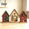 Christmas Farmhouse Mantel Accents 3Pcs/Set Wooden Ornaments, Rustic Gingerbread Man Tree Tiered Tray Style Festive Decor, Centerpieces for
