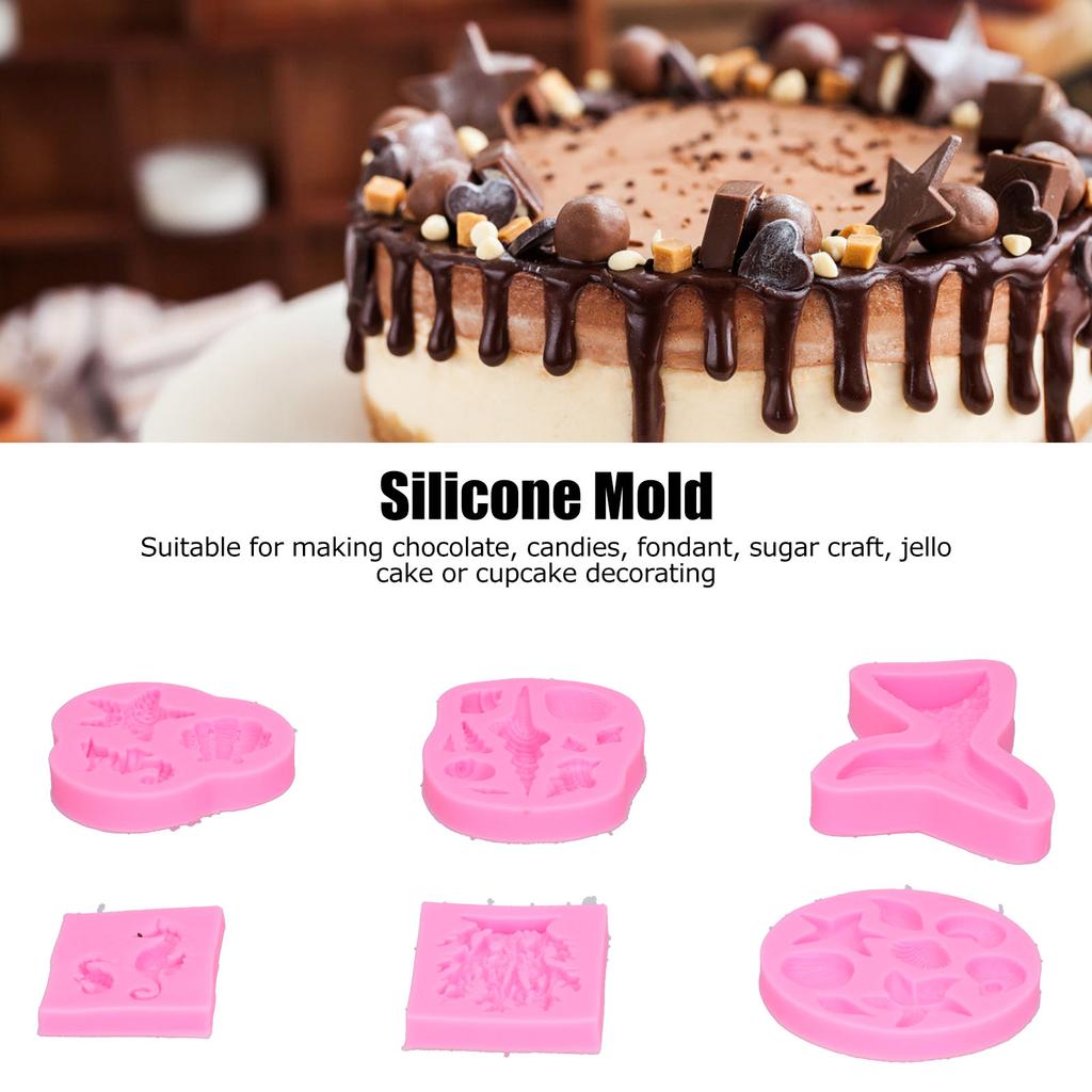 6PCS Silicone Molds Marine Shaped Fondant Cake Chocolate Mould Decorating Tools
