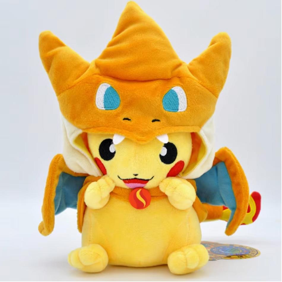 10Pcs Pokemon Pikachu Cosplay Toy Charizard Snorlax Garchomp Tyranitar Hydreigon Anime Eevee Lapras Stuffed Plush Doll