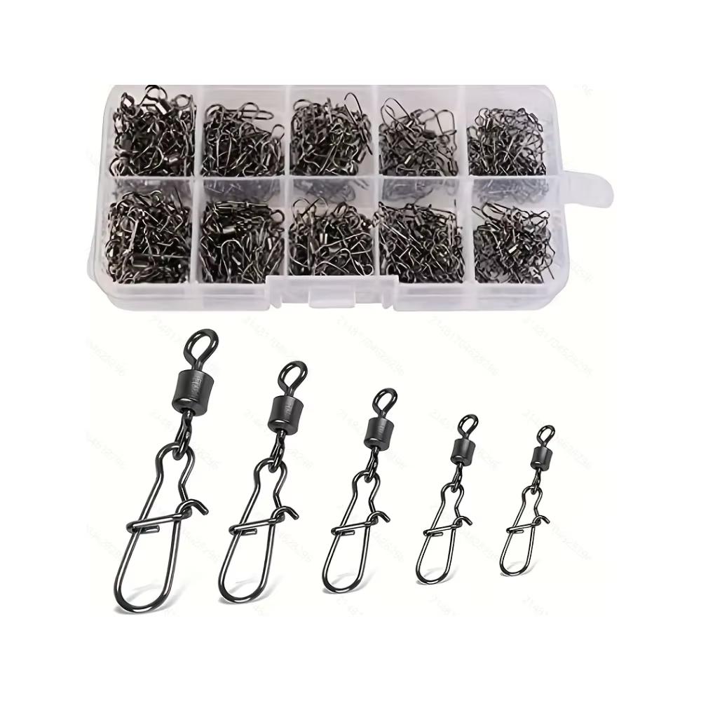 

210 шт./коробка Рыболовный соединитель Штифт Подшипник из нержавеющей стали Вертлюг с застежкой Рыболовный крючок Приманка Снасть Рыболовные аксессуары