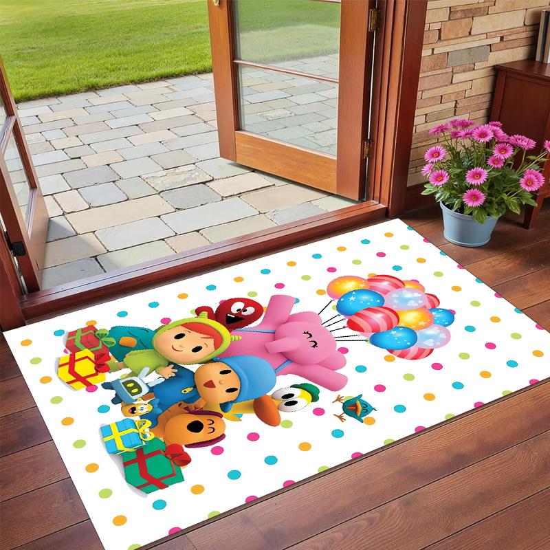Anti‑Slip Crystal Velvet Floor Rug, Pocoyó cartoon Design Carpet for Indoor Living Bedroom Home Decoration
