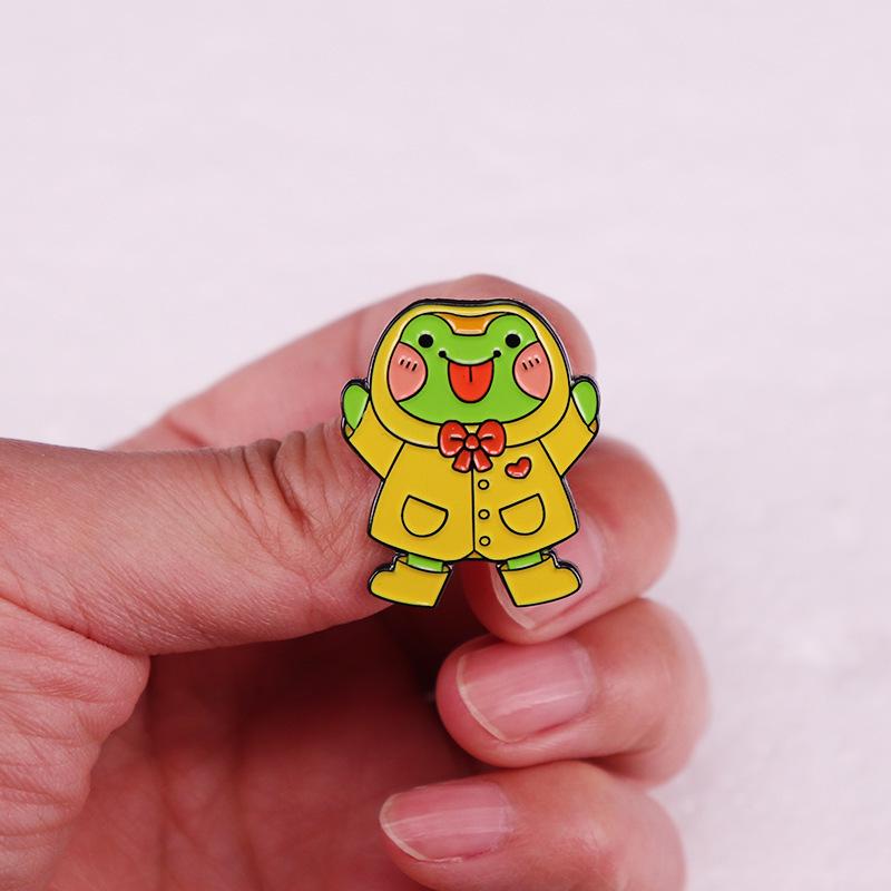 Frog Raincoat Brooch - Cute Animal Badge Accessory