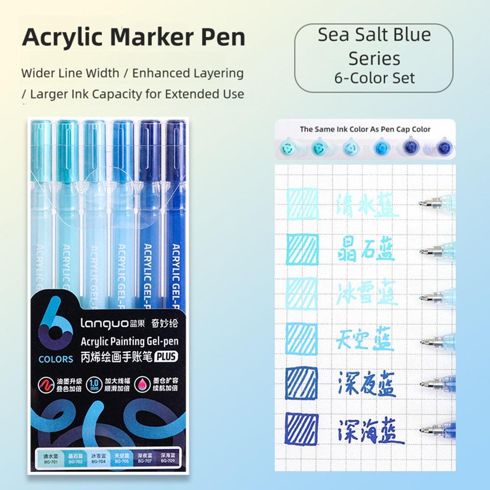 6Colors/Set DIY Album Card Acrylic Painting Brush 1.0mm Tip Color Graffiti Pen Marker Pen