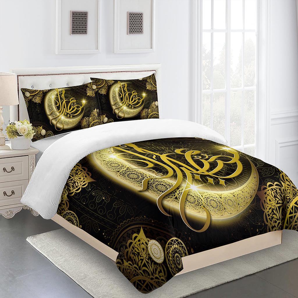 Ramadan Kareem Lslamic Muslim Wandbild Eid Mubarak Queen Twin Full Bettwäsche-Sets Einzel-Doppelbett Bettbezug 2 Stück Kissenbezug