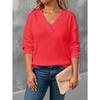 JPNTKY Women's Fashion Casual Solid Color Print V-Neck Long Sleeve Blouses & Shirts